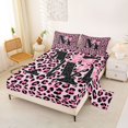 thumbnail image 2 of Manfei Pink Leopard Print Bow Letter M Bed Sheets for Girls, Cute Initial Bows King Sheets, 4 Pieces, 2 of 5