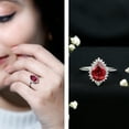 thumbnail image 3 of Rosec Jewels Lab Grown Ruby Teardrop Engagement Ring with Halo - Ruby Diamond Ring (7X10 mm Pear Shape, AAAA Grade Certified), 18K White Gold, US 10.00, 3 of 9
