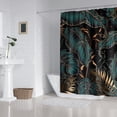 thumbnail image 5 of ZXMBF Cortina de ducha con hojas de palma tropicales, color verde dorado, hoja de plátano abstracta, planta botánica moderna, naturaleza estética, decoración de baño verde esmeralda, tela impermeable, 5 of 5