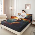 thumbnail image 4 of Homewish Psychedelic Galaxy Planet 4 Pieces Queen Sheet Sets for Kids Teens,Outer Space Ultra Soft Flat Sheet,Universe Cosmos Queen Fitted Sheet,Super Cozy Room Decor, 4 of 7