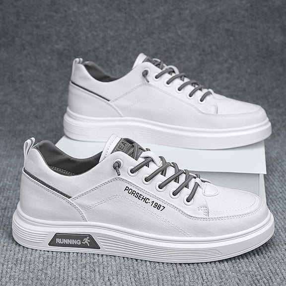 Men'S Cushioned Rubber Sole & Breathable Fabric - All-Season Versatile for Casual Attire, Hiking, School , White Low-Top Canvas Sneakers - Minimalist Round-Toe Casual Shoes with Arch Support
