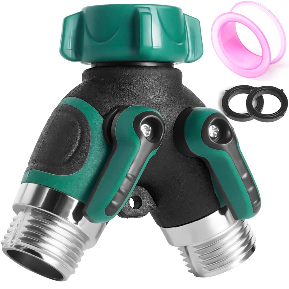 Garden Hose Splitter 2 Way Heavy Duty, Y Connector Brass Garden Hose