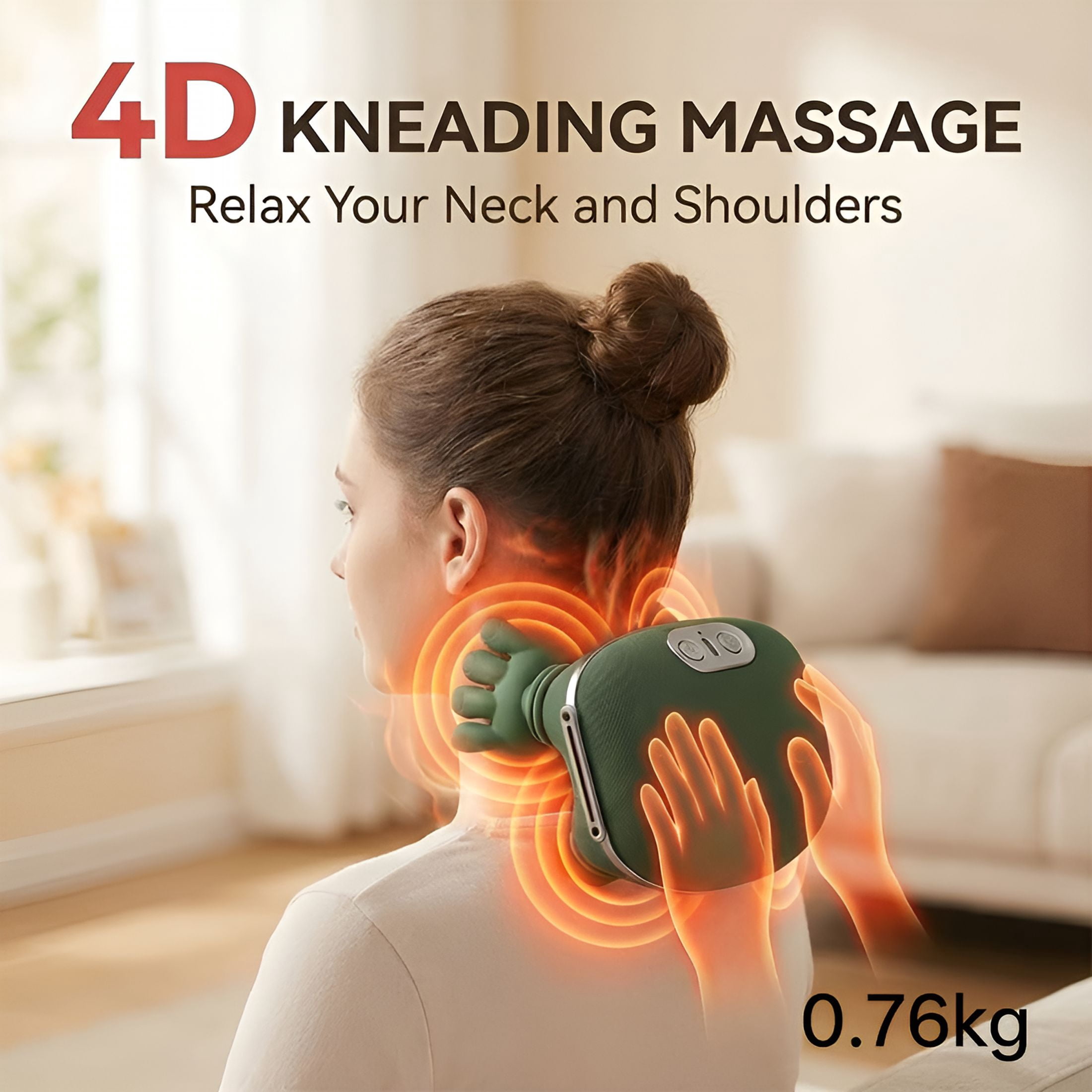 XIRQI Neck Massager with Heat& 4D Kneading for Shoulder Pain Relief, Wireless Shiatsu Deep Tissue Massager for Home Office Travel