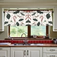 thumbnail image 3 of Yayeee Kitchen Curtains Tier Set of 2 Light Filtering 57"x24" Over Sink Window Panels, White Christmas Holly, 3 of 7