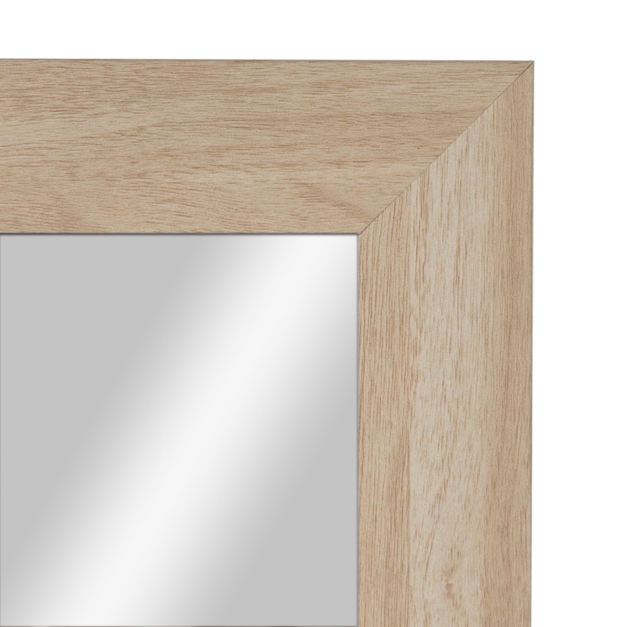 Mainstays Art Gallery Over the Door Framed Mirror, Full Length Mirror with Two Hooks, Lightwood-Look finish, 14.25x50.45in