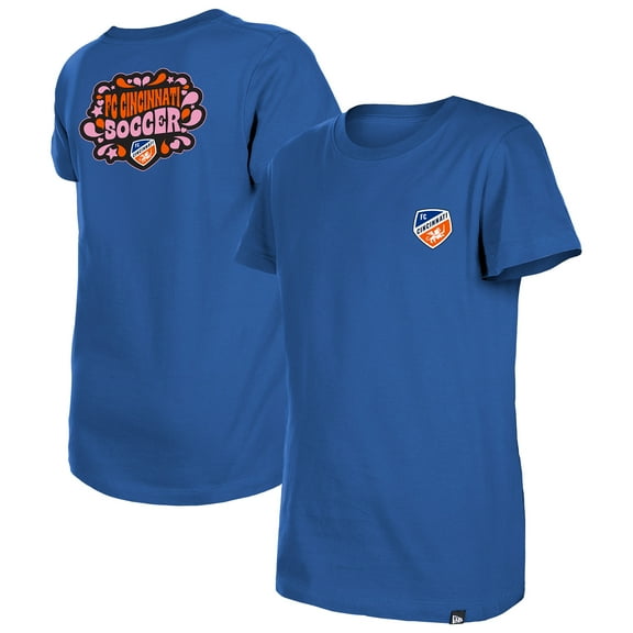 Girls Youth New Era Blue FC Cincinnati Bubble Heart T-Shirt