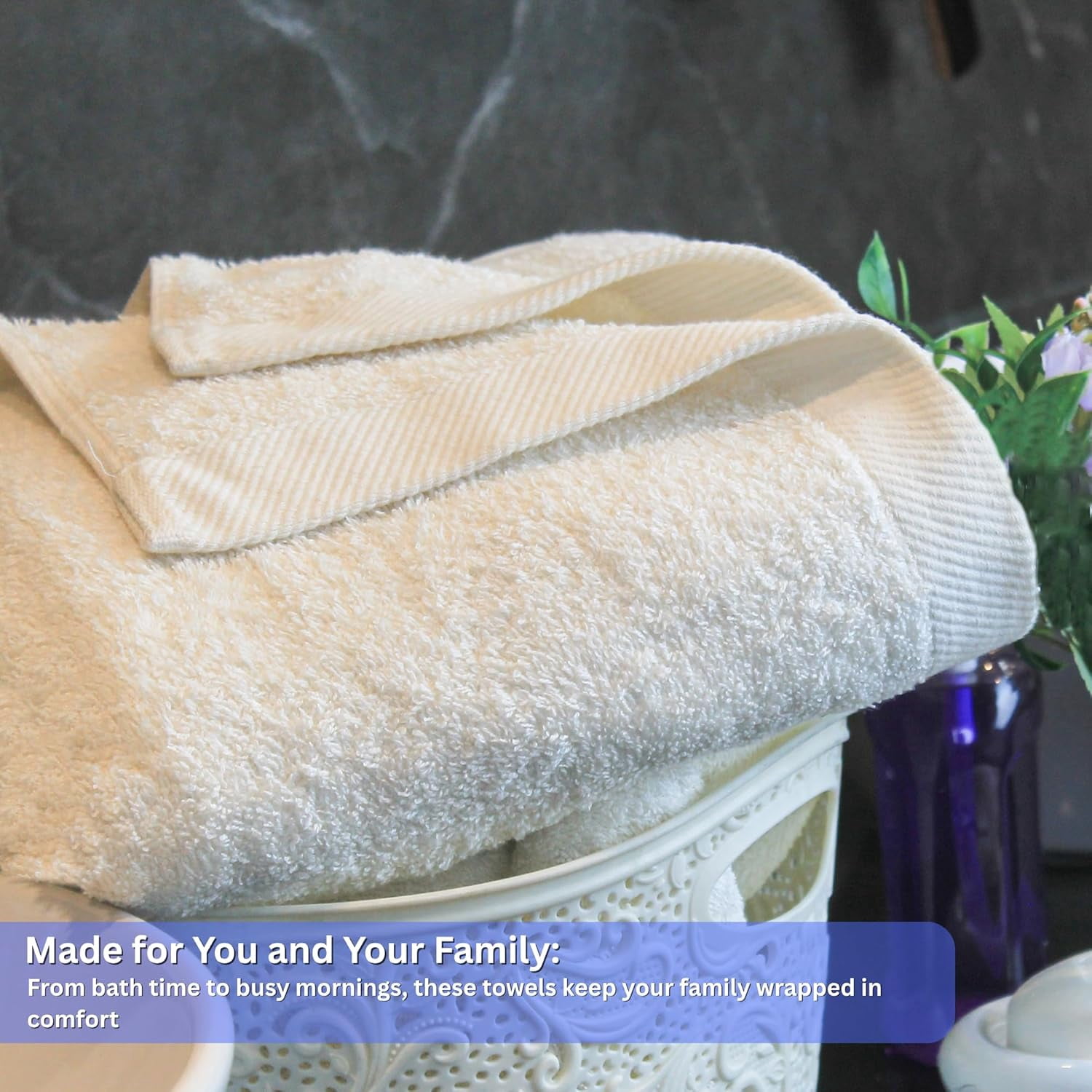 Bath Sheets Pack of 3 Oversized Towels 32x68 Inch 100 Percent Ring-Spun Cotton Quick Dry Soft Absorbent Luxury Bath Towels Ivory