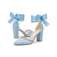 thumbnail image 4 of BLISSFUL STEP Closed Toe Lace Up Heel Chunky Heels Pumps for Women Blue 10, 4 of 8