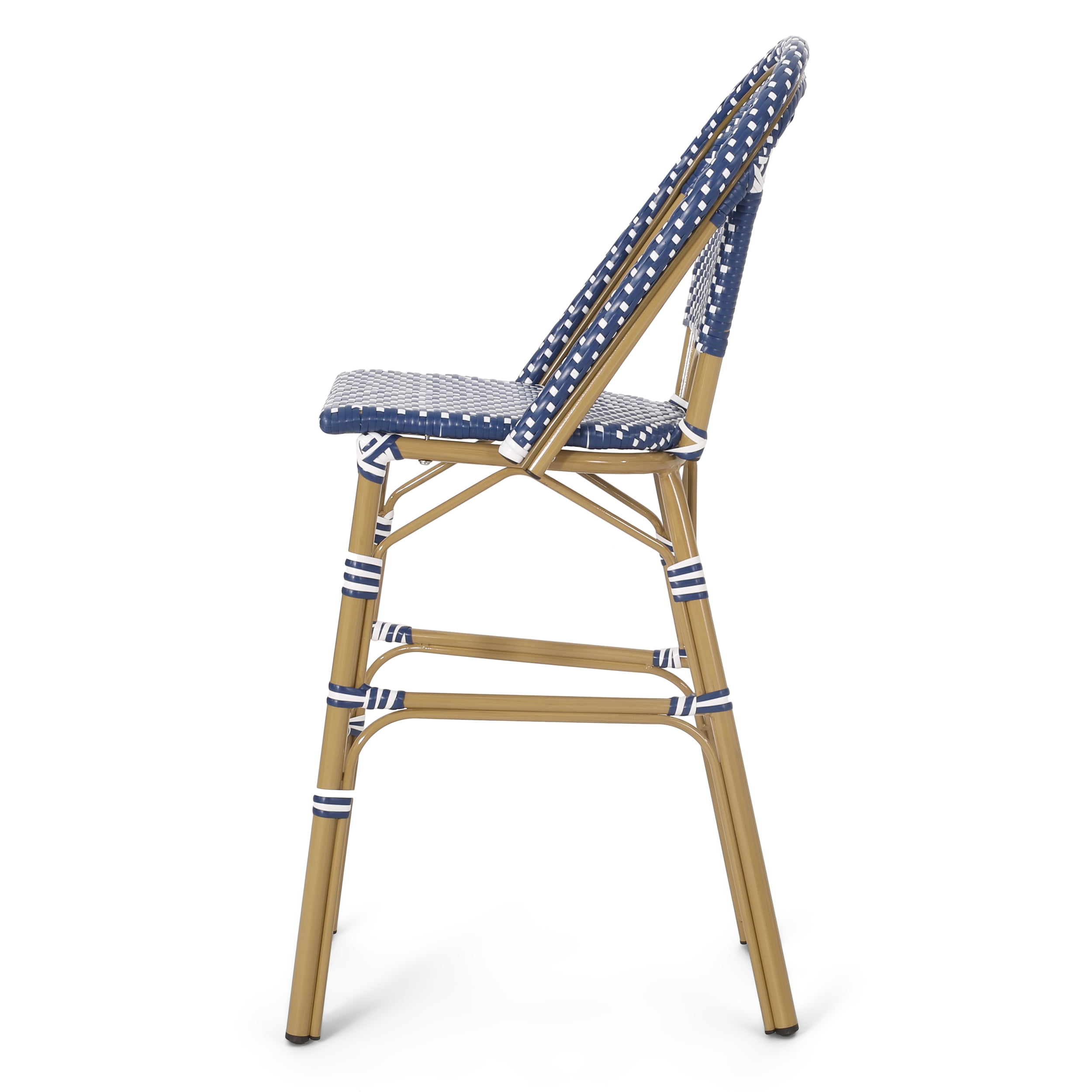 Noble House Gallia Outdoor Bar Stool - Dark Teal/White, 4 Pack