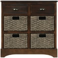 Lowestbest 2 Drawers Classic Accent Rustic Storage with Four Fabric Basket