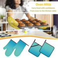thumbnail image 5 of Cauagu Teal Turquoise Print Oven Mitts and Pot Holders 4 pcs Set,Extra Thicken Long Kitchen Oven Glove Potholders BBQ Gloves-Oven Mitts and Pot Holders(11 Inch), 5 of 6