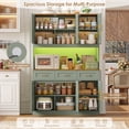 thumbnail image 3 of Hiphuta 72" Tall Kitchen Pantry Storage Cabinet with RGB LED, Hutch Cabinet with Charging Station and Adjustable Shelves for Dining Room, Blue, 3 of 7