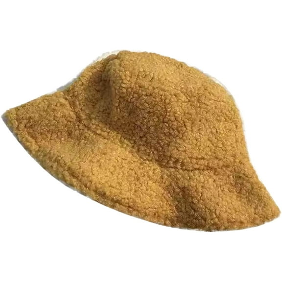 CoCopeaunts Large Bucket Hat Solid Autumn Winter Lamb Wool Men Fisherman Hat Outdoor Lightweight Warm Basin Hat for Women