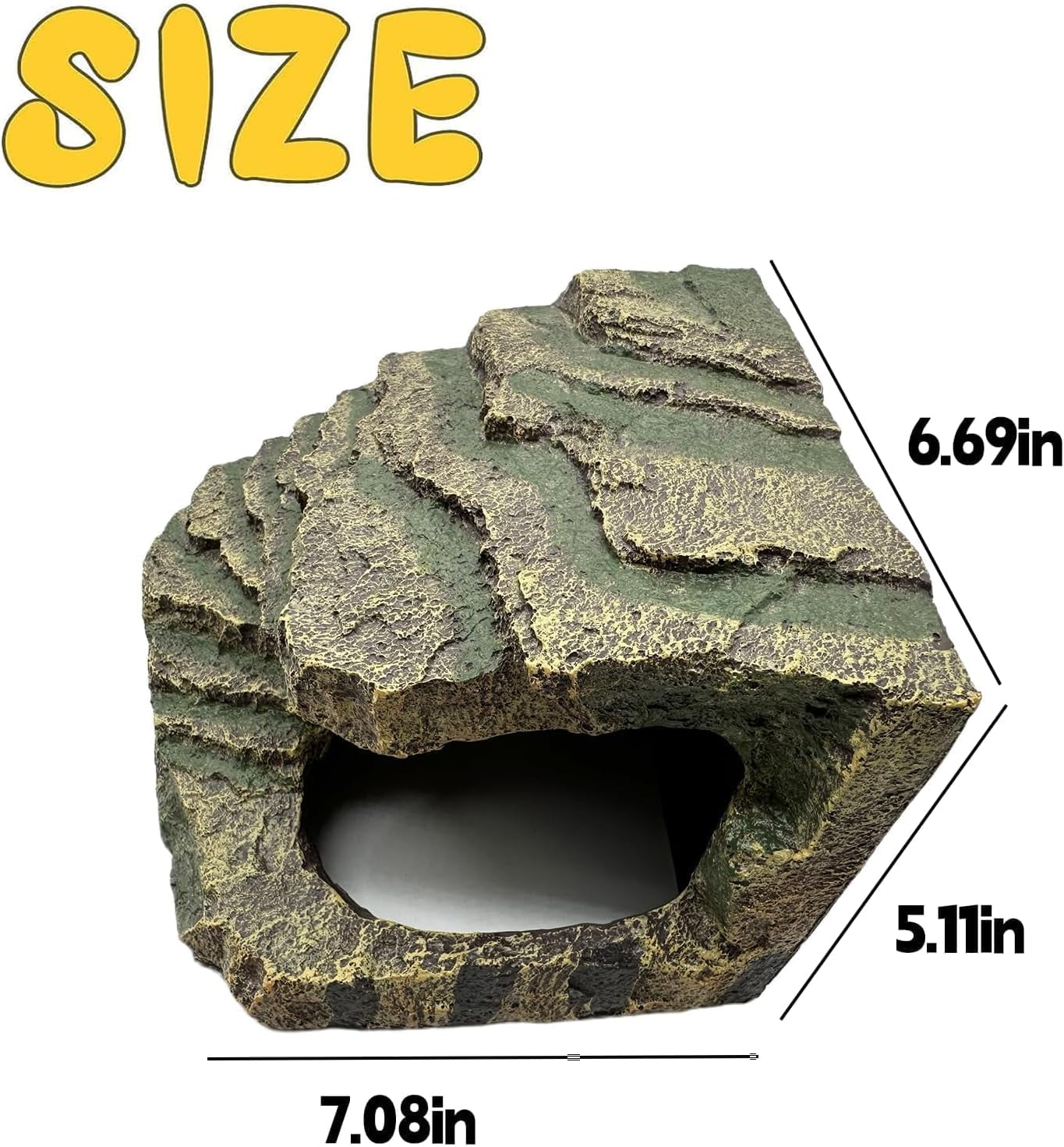 Tortoise Basking Platform, Crested Gecko Hide, Reptile Cave Hideout with Basking Area, Tank Accessories for Leopard Geckos, Small Bearded Dragons, Frogs, Newts