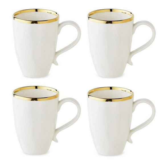 Regency 18 fl. oz. White and Gold Porcelain Mug (Set of 4)