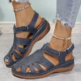 thumbnail image 2 of HNMKIU Platform Sandals Women's Closed Toe Orthopedic Style with Arch Support Flip Flops for Women Comfortable Walking Cushion Footbed Summer Shoes Blue,8.8, 2 of 5