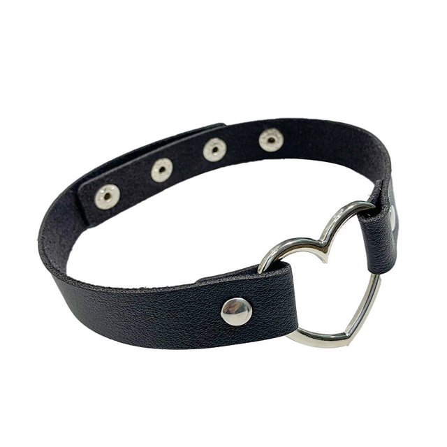 Joyería europea y americana Harajuku Punk Street Shooting PU cuero melocotón corazón amor collar cuello banda gargantilla collar cadena