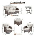 thumbnail image 4 of OPOHORO Outdoor 8 Pieces Conversation Set, Brown Wicker Sofa, with Swivel Chairs, Lounge Chairs, Side Table and Ottomans, Patio Furniture Set with 5" Thick Cushion for Porch, Beige, 4 of 14