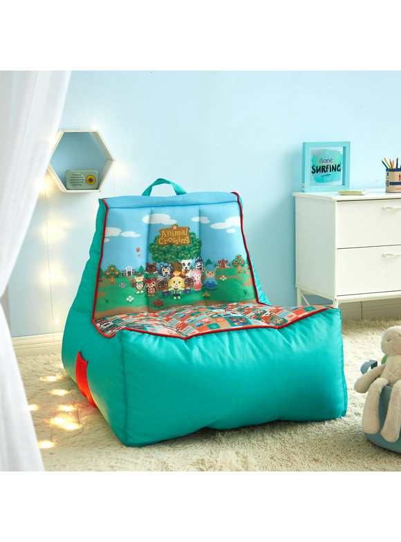 Nintendo Animal Crossing Kids Gaming Bean Bag Chair with Pocket and Carry Handle, Over sized, Polyester