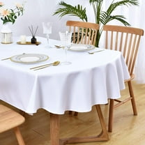 Oval Tablecloth 60 x 84 Inch Washable Fabric Table Cloth Solid White Table Cover for Dining Wedding Party Banquet Tabletop Decoration