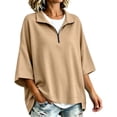 thumbnail image 2 of Guluxicc Women's Quarter Zip Sweatshirts Stand Collar 3/4 Sleeve Casual Loose Pullover Sweatshirts for Everyday Spring Fall Tops, 2 of 7