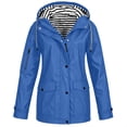thumbnail image 3 of Womens Outdoor Jacket with Hood Plus Size Hooded Long Sleeve Solid Color Waterproof Rain Jacket Lightweight Raincoat Sport Waterproof Windbreaker, 3 of 7