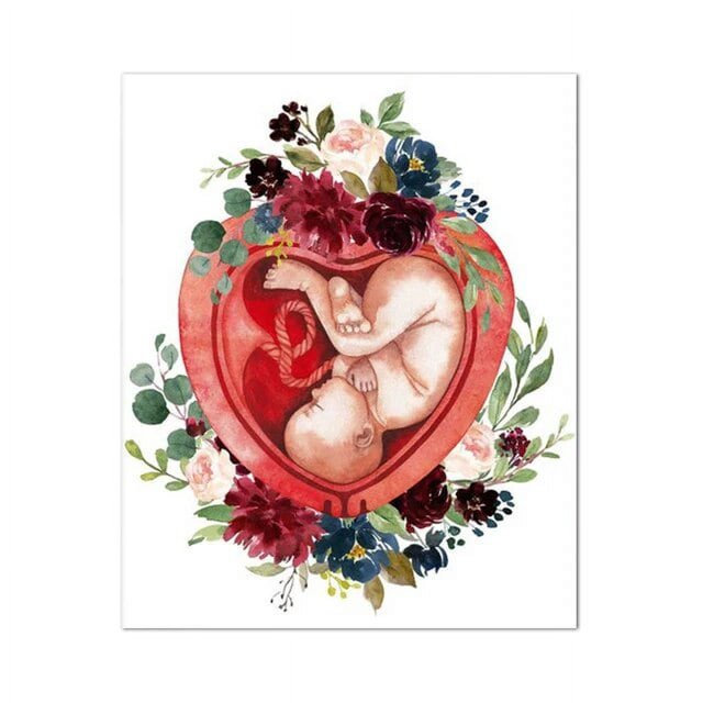 Arte de mujer embarazada, pintura de diamantes 5D, mosaico de diamantes, punto de cruz, Doctor, regalo de obstetricia, arte de acuarela de desarrollo de Embryo