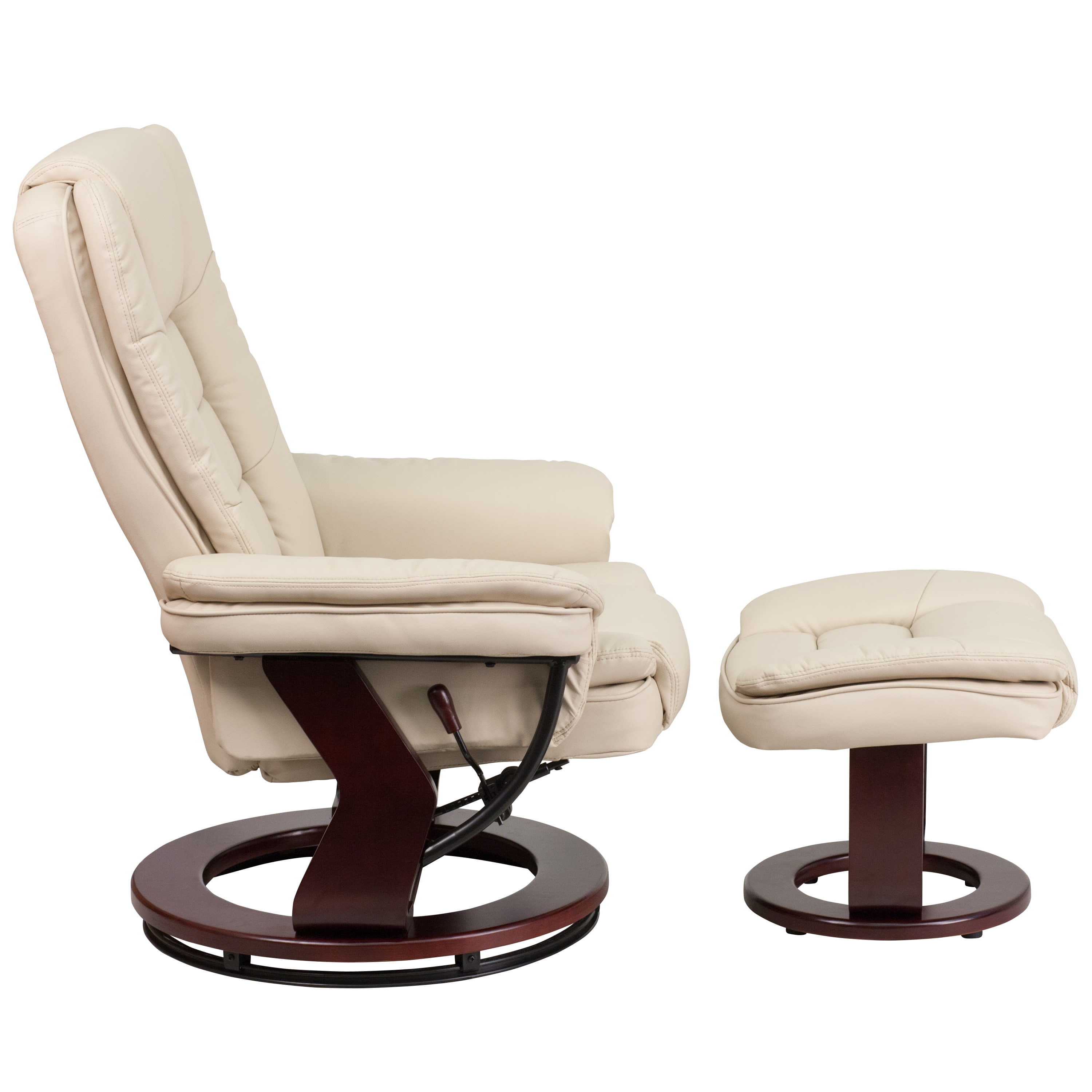 BizChair Faux Leather Recliner, Beige