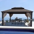 thumbnail image 1 of MELLCOM Pavillon à Toit Rigide 10"x13 Pouces Pergolas en Acier Galvanisé Toit Ventilé Beige, Brun, 1 of 1