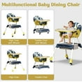thumbnail image 2 of LHUAI, Foldable Baby High Chair, 4 in 1 Convertible High Chairs, With 5-Point Safety Harness, Adjustable Dining Tray & Backrest & Height, Easy To Clean Surface, For Babies And Toddlers, Yellow, 2 of 7