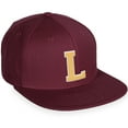 thumbnail image 1 of Daxton Classic Snapback White Neon Orange A to Z Letters Flat Bill Visor Cap-Burgundy Hat, Letter L, 1 of 2