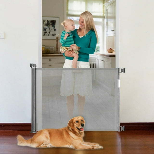 Retractable Mesh Safety Gate for Babies and Pets, Extra Wide Safety Dog