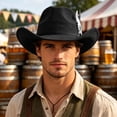 thumbnail image 4 of SRZYMJ Western Cowboy Hat for Men Women Cowboy Cowgirl Hat Outdoor Wide Brim Retro Felt Fedora Hats Unisex Rolled up Caps, 4 of 4