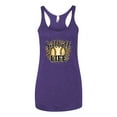 thumbnail image 3 of Softball Life Animal Print Girl Sports Tri-Blend Racerback Tank Top, Purple Rush, Large, 3 of 5