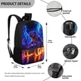 thumbnail image 5 of Binienty Neon Lightning Dinosaur Backpack for Kids Ages 10-12 17 Inch Large Capacity School Bookbag with Front Storage Pocket Side Mesh Pockets for Primary Students Travel Daypack, 5 of 6