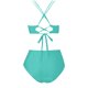 thumbnail image 5 of Trajes de Baño de Corte Alto para las Mujeres sin Mangas Sólido Empuje-Up Acolchado Traje de Baño, Retro Sexy Ropa de Playa con Almohadilla de Pecho, Traje de Baño de Poliéster, 5 of 6