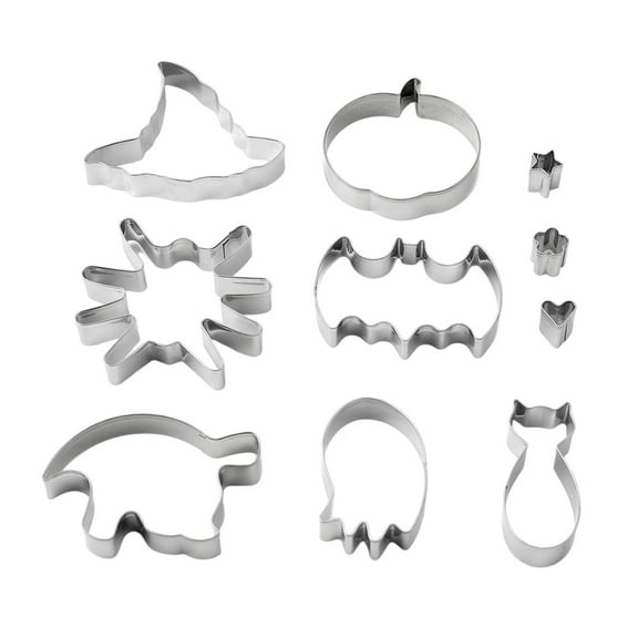 JIhuahe 10-Piece Halloween Cookie Cutters Set - Stainless Steel Baking Molds for Pumpkins, Ghosts, Bats, DIY Holiday Decor and Party Supplies for Easy Cleaning,silver