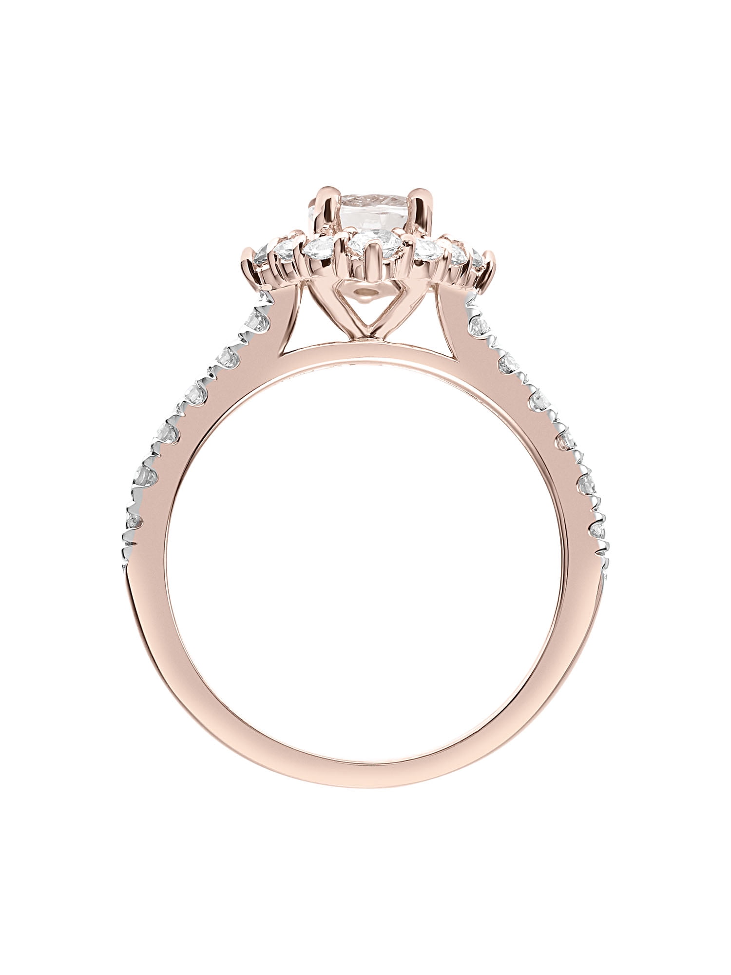 "Love Always…" Morganite, White Topaz and 1/10 Carat T.W. Diamond Engagement Ring in 10k Rose Gold