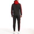 thumbnail image 6 of AWARDER Men's Winter 2-Piece Tracksuit, Colorblock Long Sleeve Zipper Hoodie and Jogger Sweatpants, Warm Fleece Casual Set For Cold Weather Lounging,Red,2XL, 6 of 7