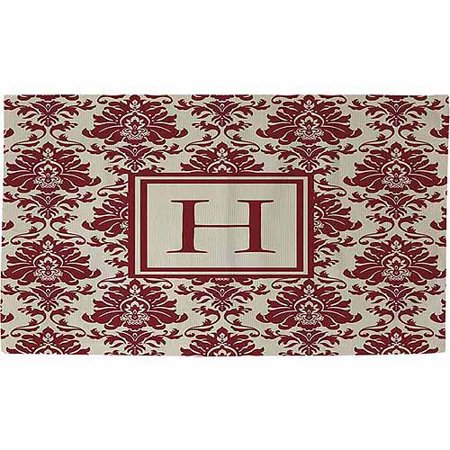 Thumbprintz Damask Monogram Rug  Crimson