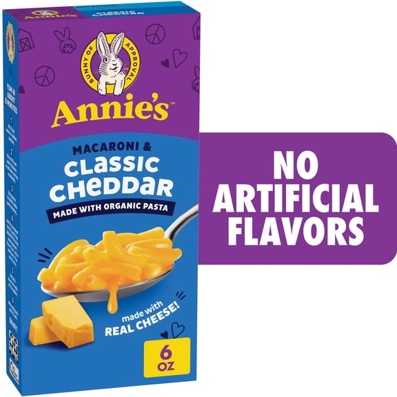 Annie's Macaroni and Classic Cheddar with Organic Pasta, Made with Real Cheese, 6 oz