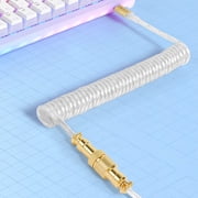 Mamba Snake Custom Transparent Coiled Keyboard Cable for Gaming Keyboard, Double-Sleeved Mechanical Keyboard Cable with Detachable Metal Aviator, 2.0M(0.66ft) USB-C to USB-A Keyboard Wire(Crystal)