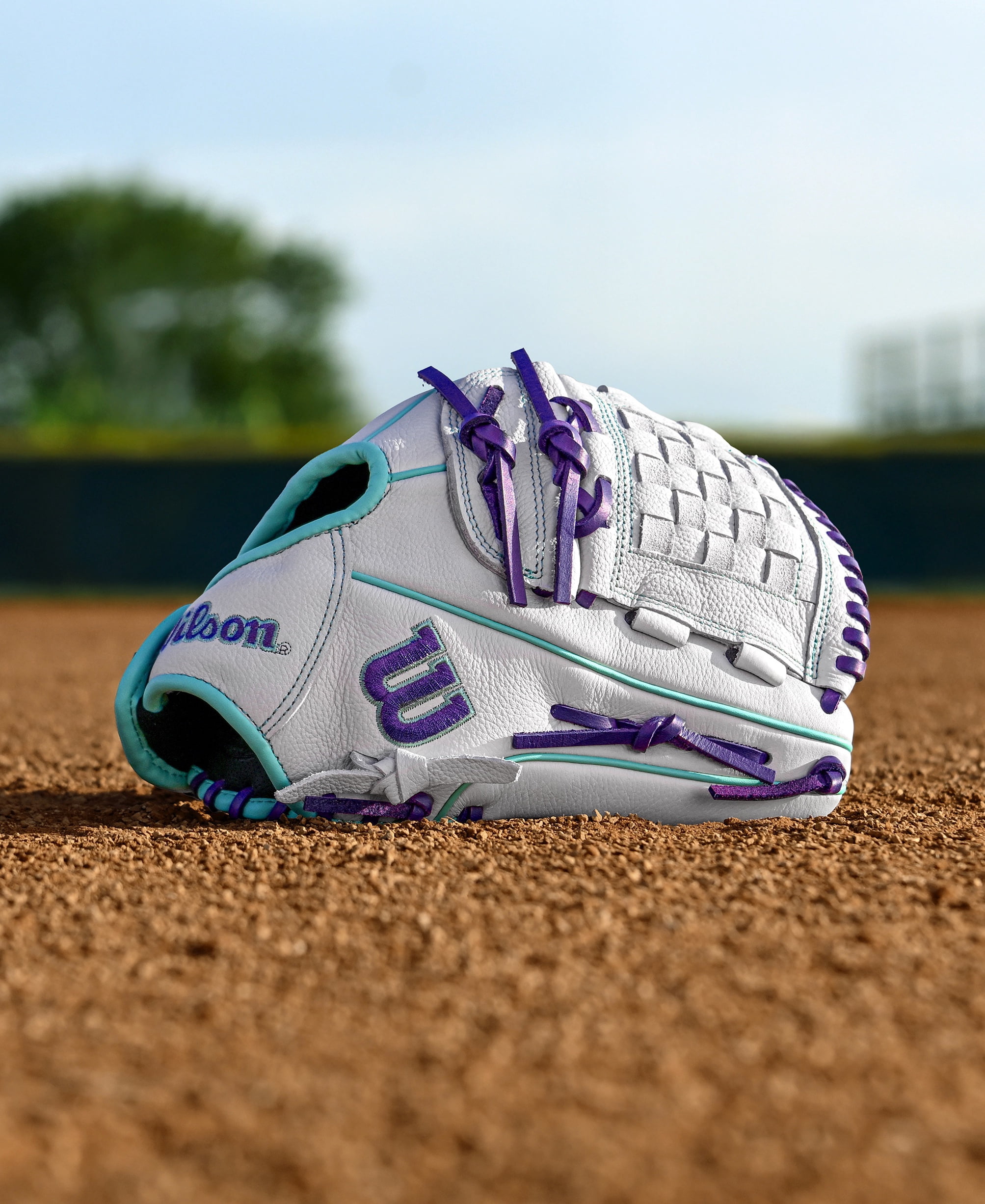 Wilson 2026 A500™ Siren 12" Youth Fastpitch Glove - White/Purple/Teal, Right Hand Throw