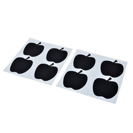 - Home PVC Apple Pattern Glass Bottle Blackboard Stickers Labels Tags Black 4 Pcs