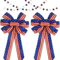 thumbnail image 3 of 3Pcs Patriotic Decor Bows for Tree Topper,4th of July Red White Blue Burlap Bow Ribbons for Front Door Wall Decoration Veterans Day Memorial Independence Day Party Home Decor, 3 of 5