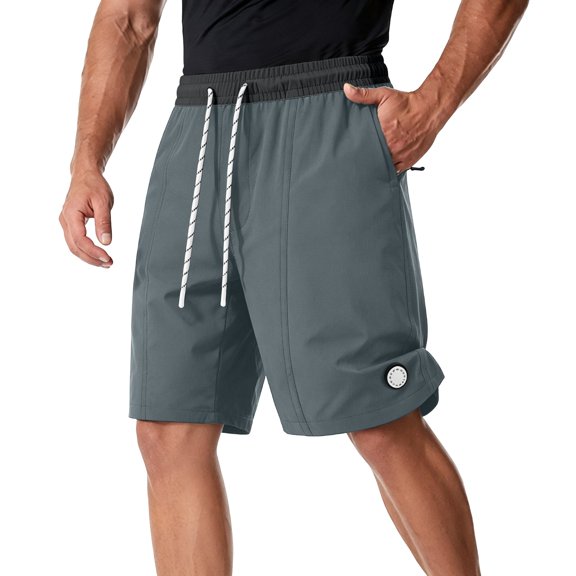 Lightweight Shorts for Men’s Color Block Athletic Shorts, Elastic Waist Loose Breathable Casual Shorts, Summer Lightweight Fashion Gym Short Pants Green 30