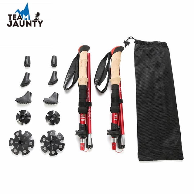 Chumajor Ensemble de Poteaux de Randonnée Ultralégers Pliants (2 Paires) - Poteaux de Randonnée Ajustables