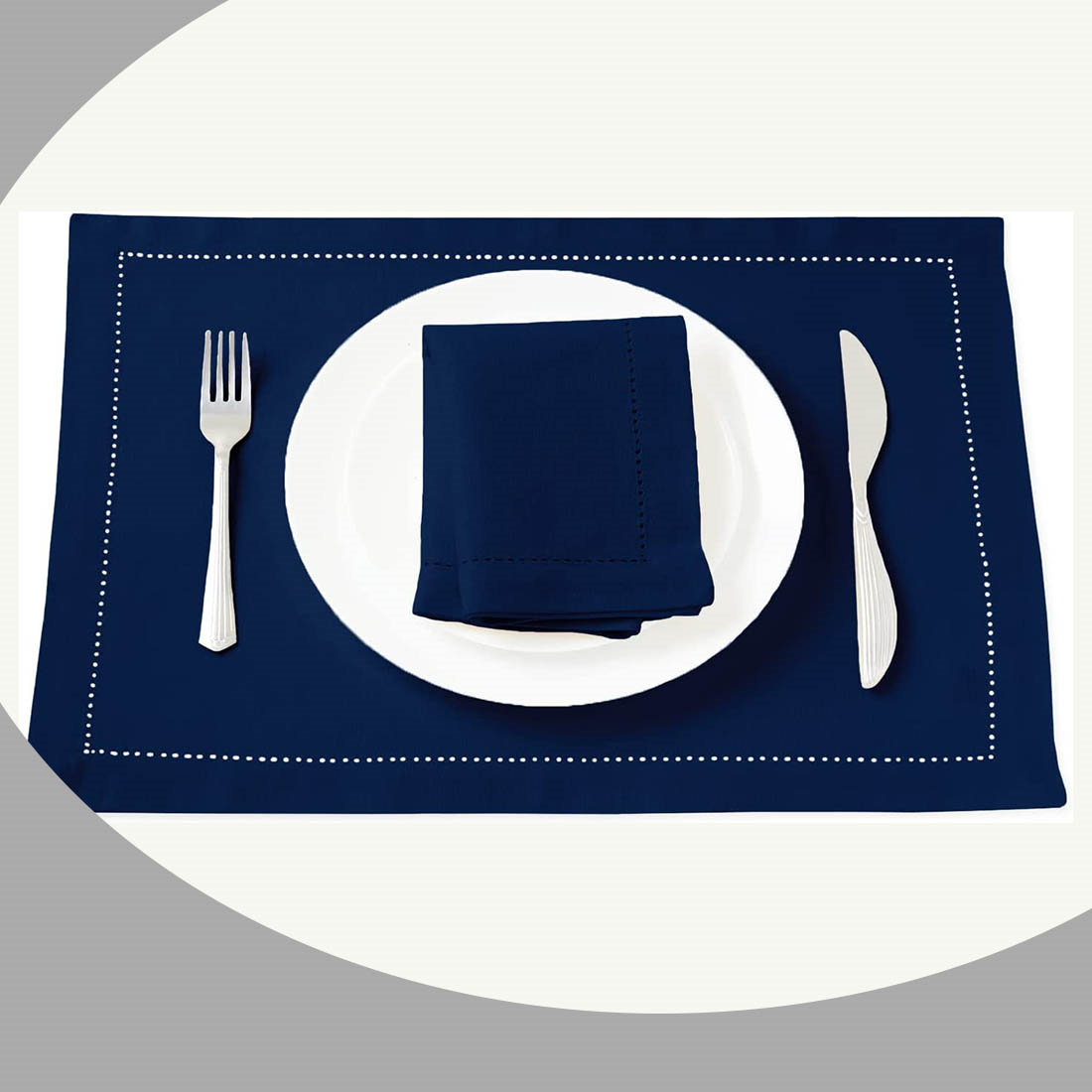 Pure Cotton Hemstitched Dining Table Placemats