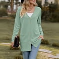 thumbnail image 5 of Long Sleeve Cardigan with Pockets, Women's Casual Duster, Open-Front Knit Mint Green 3Xl , Cardigan, 5 of 5