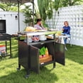 thumbnail image 2 of Outsunny Outdoor Grill Cart Table with Foldable Side Table, Black, 2 of 10